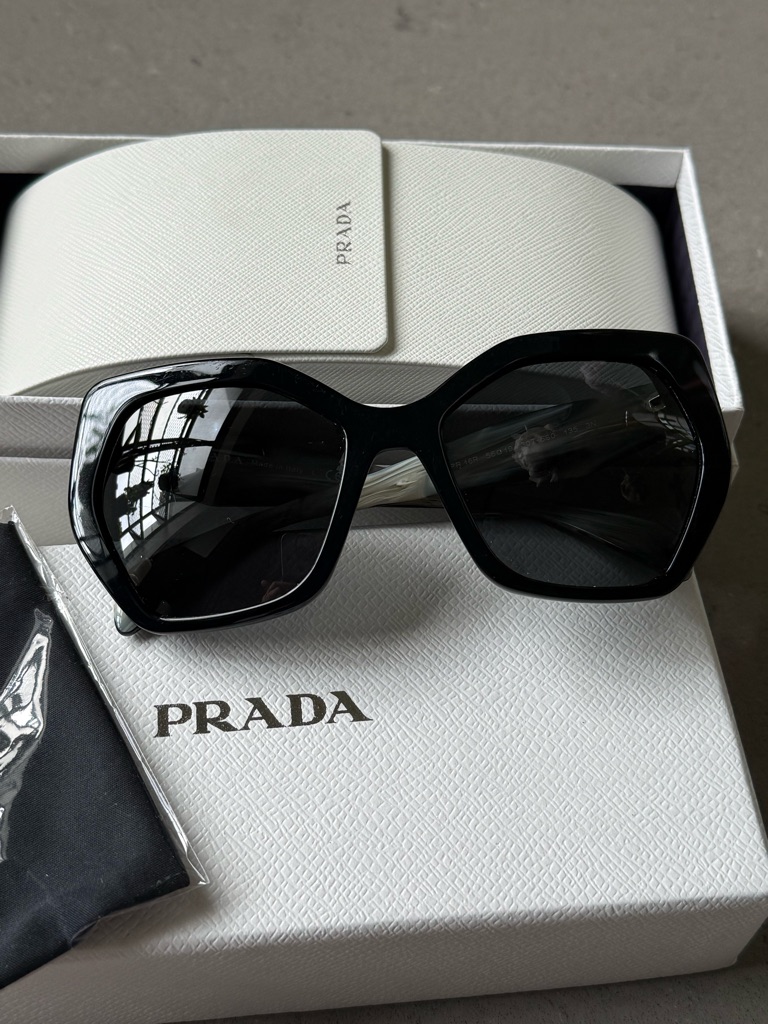 Prada Women's Black Oversized Geometric Hexagon Sunglasses
